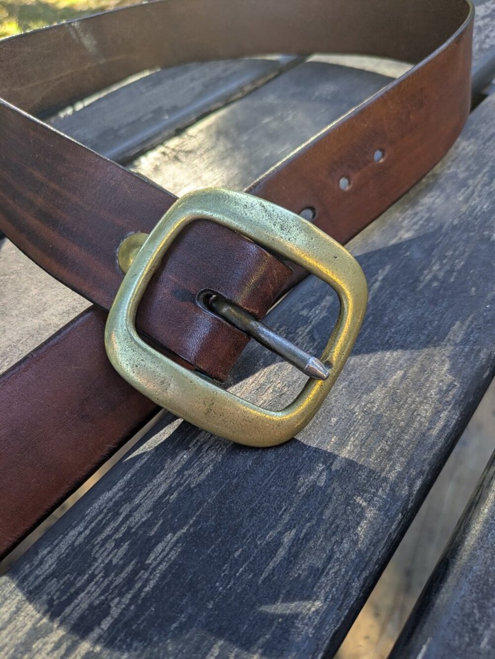 Rare Vintage 1970s "US Leather People" Handmade Belt - Boulder, CO - Solid Brass